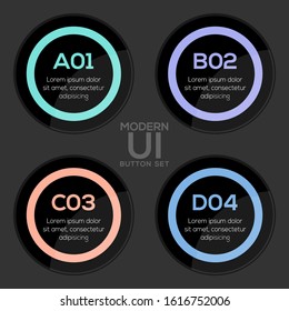 Modern user interface button set in Dark style created for designers in the design of all kinds of works. Beautiful and modern Button which can be used in many purposes. Eps10 vector.