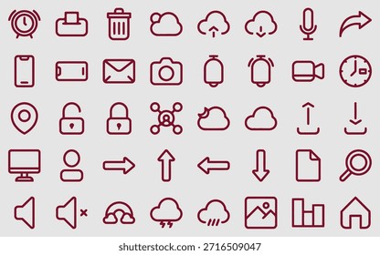 Interface do usuário moderna iconset pack criado para designers, desenvolvedores e criativos.