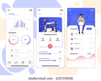 Modern user interface UX, UI screen template for mobile smart phone. Mobile application screens, onboarding screens, Online ads. Data Analysis, Finance app. Vector Illustration