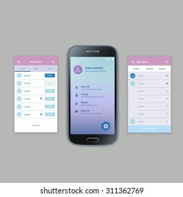 Modern user interface UX, UI screen template for mobile smart phone or responsive web site. Mobile Screens User Interface Kit.  Mobile application interface concept. User interface elements.
