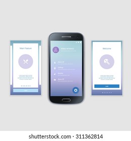 Modern user interface UX, UI screen template for mobile smart phone or responsive web site. Mobile Screens User Interface Kit.  Mobile application interface concept. User interface elements.