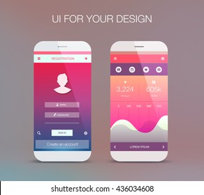 Modern user interface (ux, ui) screen template for mobile smart phone or web site. 