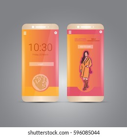 Modern user interface (ux, ui) screen template for mobile smart phone