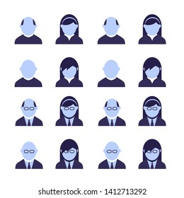 	
Modern user profile or costumer care vector icons set