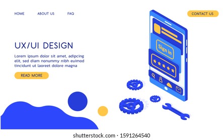 Modern UX/UI design isometric vector illustration.  
