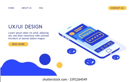 Modern UX/UI design isometric vector illustration.  