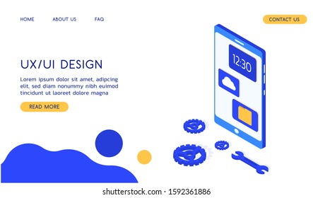 Modern UX/UI design isometric vector illustration.  