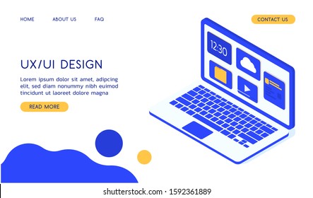 Modern UX/UI design isometric vector illustration.  