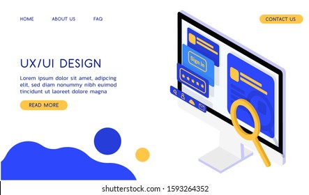 Modern UX/UI design isometric vector illustration.  