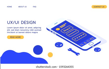 Modern UX/UI design isometric vector illustration.  