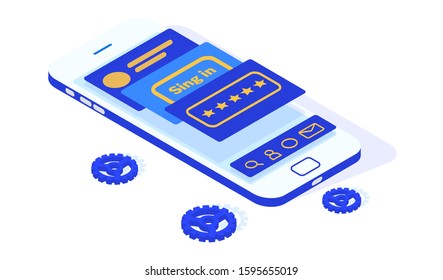 Modern UX/UI design isometric vector illustration.  
