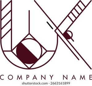 Logotipo UY moderno com um monograma dentro de um quadro circular em estilo minimalista, ideal para a marca. O design mostra formas abstratas com linhas limpas, enfatizando elegância e profissionalismo.