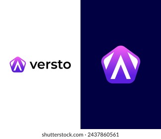 Modern V app logo design colorful