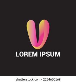 modern v gradient letter logo design template