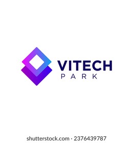 Modern V letter Technology logo design