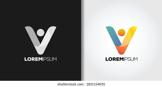 Modern V Logo Set Idea Template Vector