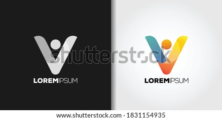 modern v logo set idea template vector