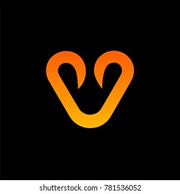 modern V logo vector sign, creative heart icon, symbol or logo template