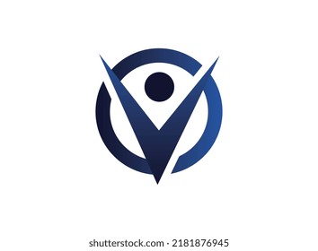 Modern V people logo set idea template