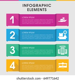 Modern vacation infographic template. infographic design with vacation icons includes trailer. can be used for presentation, diagram, annual report, web design.