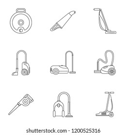 Modern vacuum cleaner icon set. Outline set of 9 modern vacuum cleaner vector icons for web design isolated on white background