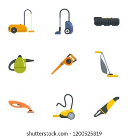 Modern vacuum cleaner icon set. Flat set of 9 modern vacuum cleaner vector icons for web design
