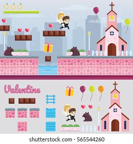 Modern Valentine Couple Adventure Game User Interface and Assets