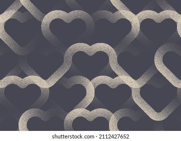 Modern Valentines Day Background Vector Stipple Heart Weaving Seamless Pattern Abstract Wallpaper. Dotted Overlay Linear Hearts Graphic Love Symbol Repetitive Weave Structure Texture. Art Illustration