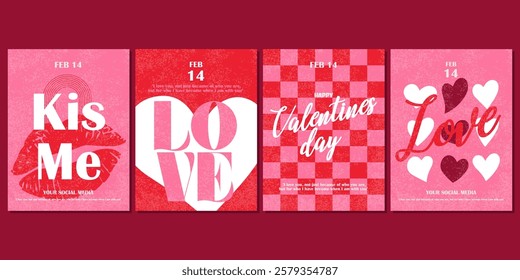 Modern Valentine's day card and poster collection with flat design concept, eps 10