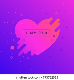 Modern Valentine's Day Card template. Abstract dynamic motional heart. Background for poster, cover, banner.Vector illustration.