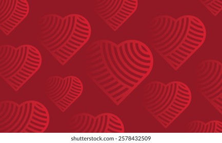 Modern Valentine's Day Seamless Patterns. Stylish Heart and Abstract Vector Textures. Love Shape Background