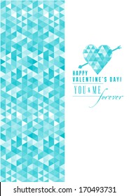 Modern Valentine's day vector card with triangles - two sided