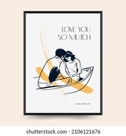 Volante vertical o plantilla de afiches del día de San Valentín moderno. Ilustración de moda dibujada a mano con amor.