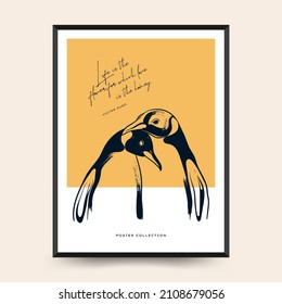 Modern Valentine's day vertical flyer or poster template. Love hand drawn trendy illustration.