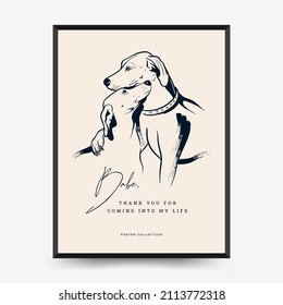Modern Valentine's day vertical flyer or poster template. Love hand drawn trendy illustration.
