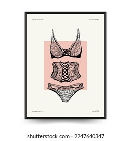 Modern Valentine's day vertical flyer or poster template. Love hand drawn trendy illustration.