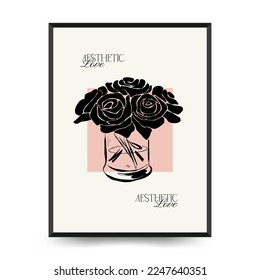 Modern Valentine's day vertical flyer or poster template. Love hand drawn trendy illustration.
