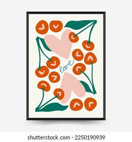 Modern Valentine's day vertical flyer or poster template. Love hand drawn trendy illustration.