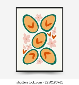 Modern Valentine's day vertical flyer or poster template. Love hand drawn trendy illustration.