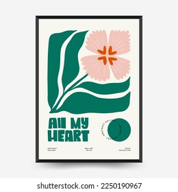 Volante vertical o plantilla de afiches del día de San Valentín moderno. Ilustración de moda dibujada a mano con amor.
