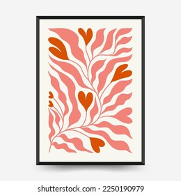 Modern Valentine's day vertical flyer or poster template. Love hand drawn trendy illustration.