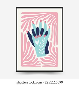 Modern Valentine's day vertical flyer or poster template. Love hand drawn trendy illustration.