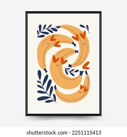 Modern Valentine's day vertical flyer or poster template. Love hand drawn trendy illustration.