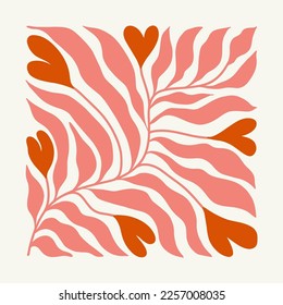 Modern Valentine's day vertical flyer or poster template. Love hand drawn trendy illustration.