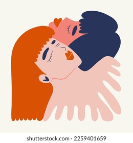 Modern Valentine's day vertical flyer or poster template. Love hand drawn trendy illustration.