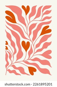 Modern Valentine's day vertical flyer or poster template. Love hand drawn trendy illustration.