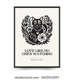 Modern Valentine's day vertical flyer or poster template. Love hand drawn trendy illustration.