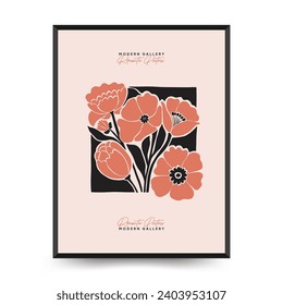 Modern Valentine's day vertical flyer or poster template. Love hand drawn trendy illustration.