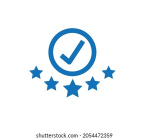 Modern value icon, top service rating check mark icon and 5 star on white backround