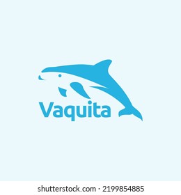 modern vaquita fish logo design 